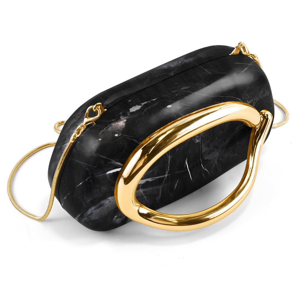 Clutch Purses for Women Formal, PU Leather/Marble Acrylic Evening Bags with Chain, Trendy Metal Handle Purses 2025