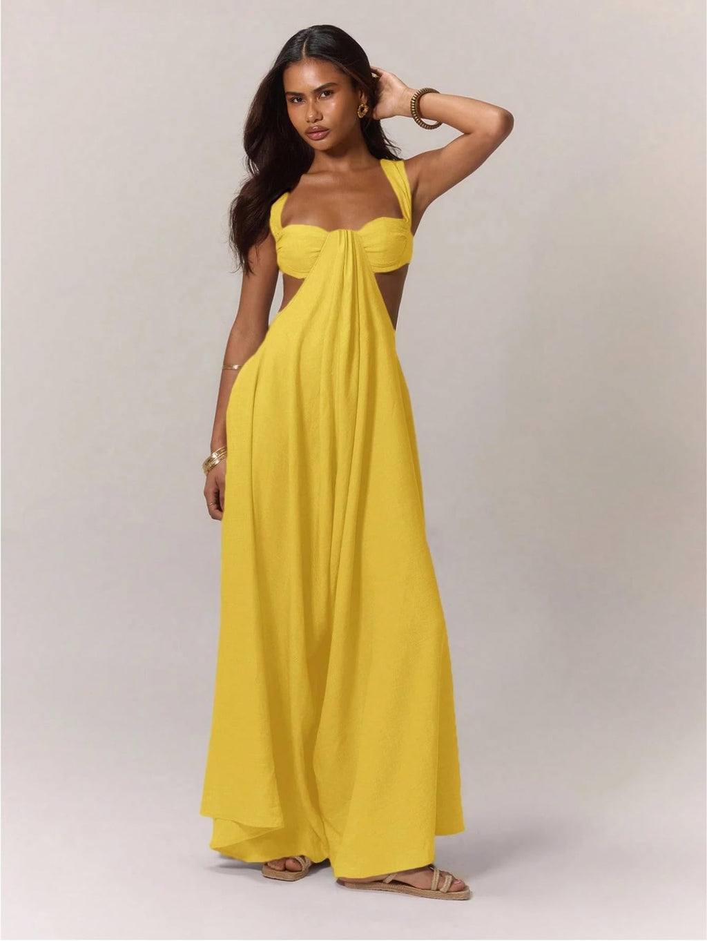 REASERAL Womens Casual Jumpsuit Halter Hollow Out Backless Top Wide Leg Pants Summer Vacation Jumpsuit