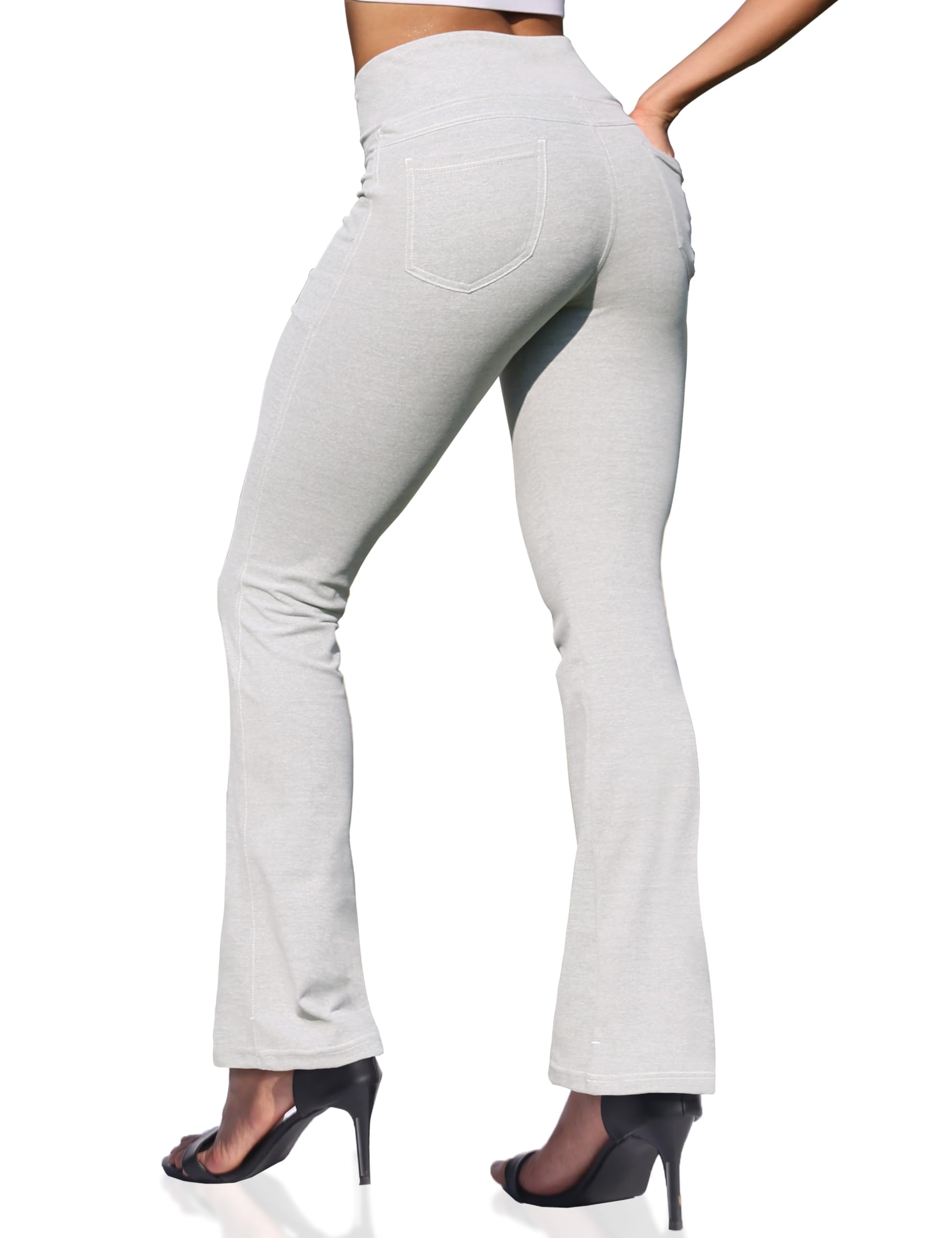 VOOVEEYA Women's Bootcut Leggings - Bootleg Yoga Pants Flare with 4 Pockets | Tummy Control High Waisted, Comfortable Fit, Buttery-Soft Fabric, 4-Way Stretchy Dress Pants for Yoga, Work & Casual Wear