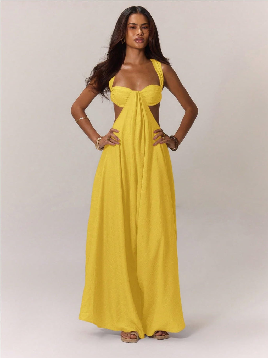 REASERAL Womens Casual Jumpsuit Halter Hollow Out Backless Top Wide Leg Pants Summer Vacation Jumpsuit