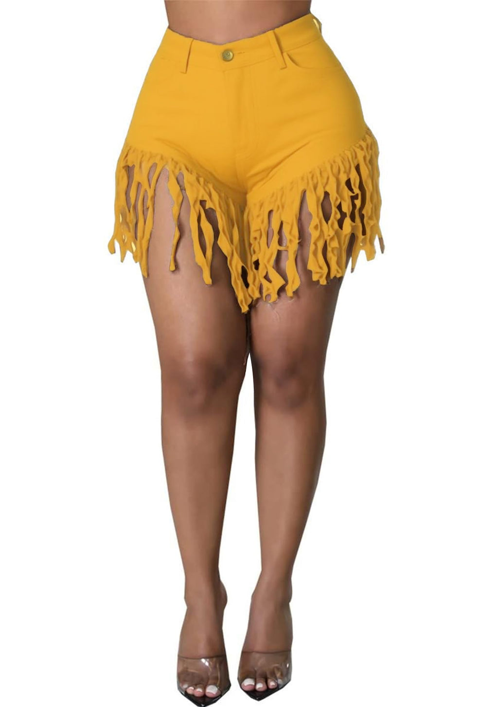 Women's Denim Shorts High Waisted Frayed Raw Hem Ripped Short Jeans | Fringe,Summer,Stretchy,with Pockets