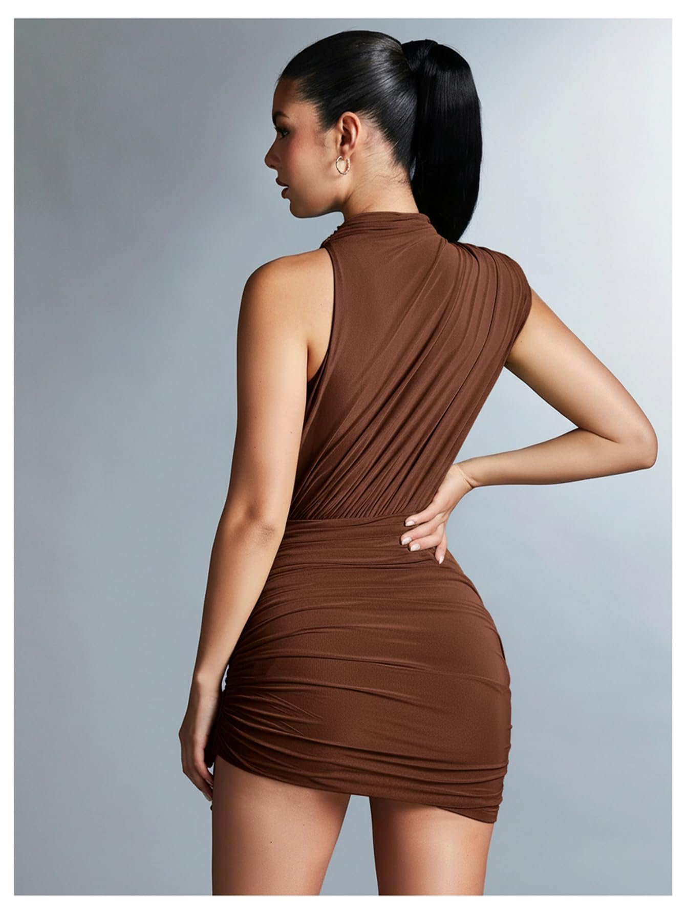 GORGLITTER Women's Asymmetrical Going Out Birthday Cocktail Prom Mini Dress | Green Bodycon Mini Dresses, Unique, Night Out Dress, Prom Party Dinner Outfits for Women,