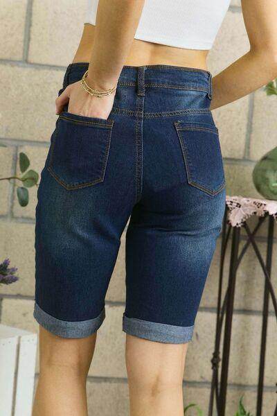 ADORA Distressed Denim Shorts with Pockets for Women