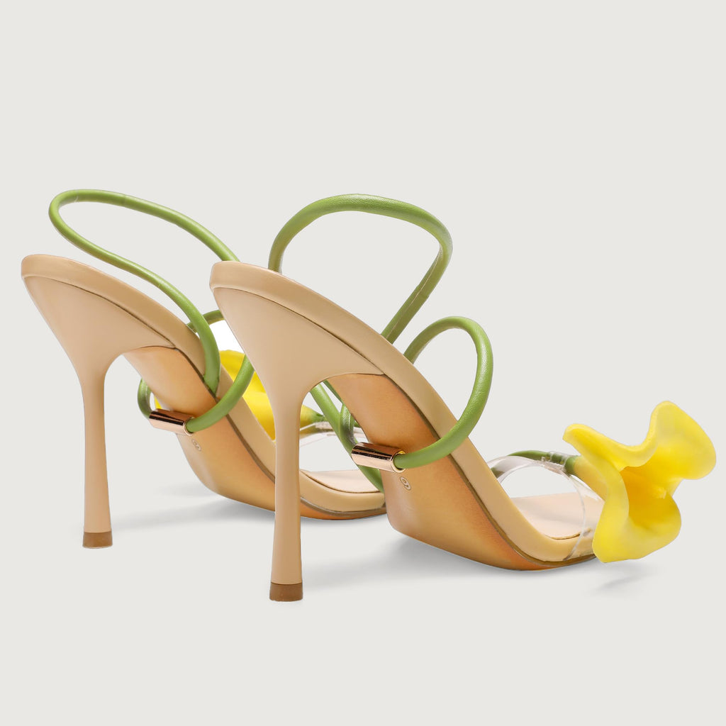 Flower High Heels for Women Calla Lily Sexy Floral Strappy Stilettos Heels | Flower Heels, Calla Lily Open Toe Strappy Heeled Sandals, Floral Stilettos Heels for Wedding Bride Party Daily Wear