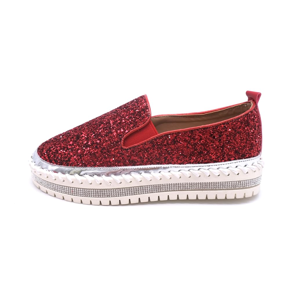 Women's Platform Rhinestones Glitter Fashion Sneakers Comfortable Slip On Flat Loafers Walking Wedding Dress Shoes Casual Shoes