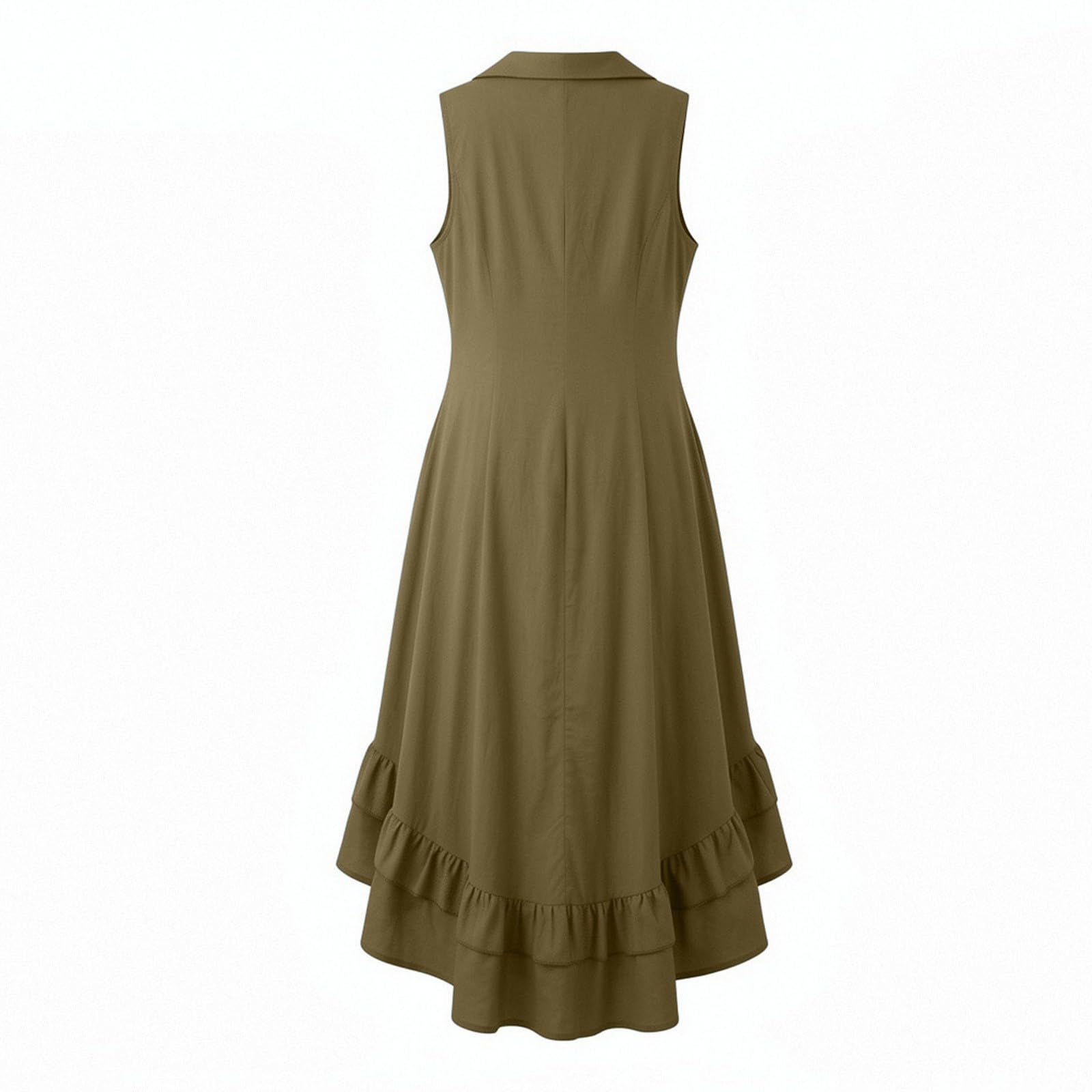 YMADREIG Boho Dresses for Women 2026 Cotton Linen Western Maxi Dress Summer Sleeveless High Low Ruffle Hem Dress with Pocket