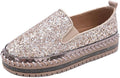 Women's Platform Rhinestones Glitter Fashion Sneakers Comfortable Slip On Flat Loafers Walking Wedding Dress Shoes Casual Shoes