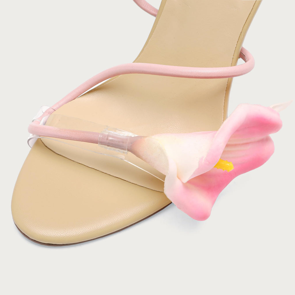 Flower High Heels for Women Calla Lily Sexy Floral Strappy Stilettos Heels | Flower Heels, Calla Lily Open Toe Strappy Heeled Sandals, Floral Stilettos Heels for Wedding Bride Party Daily Wear