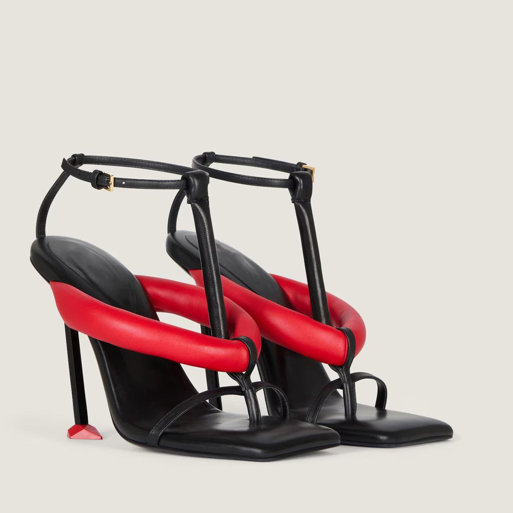 Stiletto Heeled Thong Sandals for Women Square Open Toe Padded Heels Ankle Buckle Summer Fashion Casual Sandals
