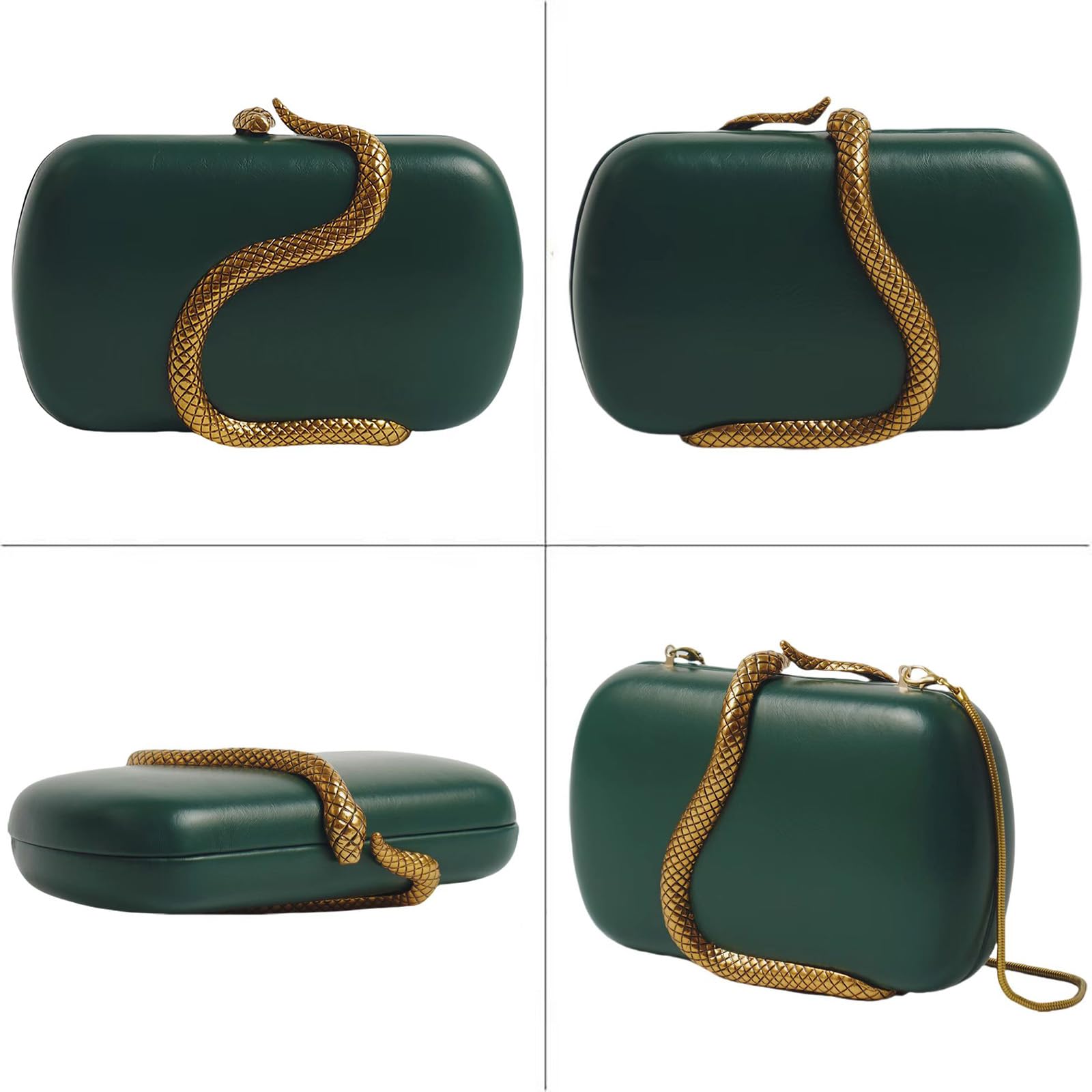 PU Leather Handbag Detachable Chain Crossbody Shoulder Evening Bag Clutch Purse for Women Formal Wedding Party Prom