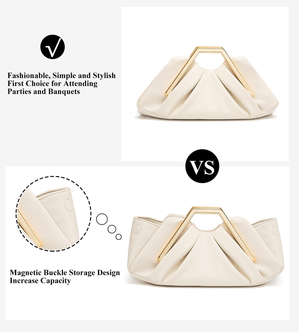 myfriday Elegant Ruched Clutch Purse, Soft Dumpling Evening Bag | for Women