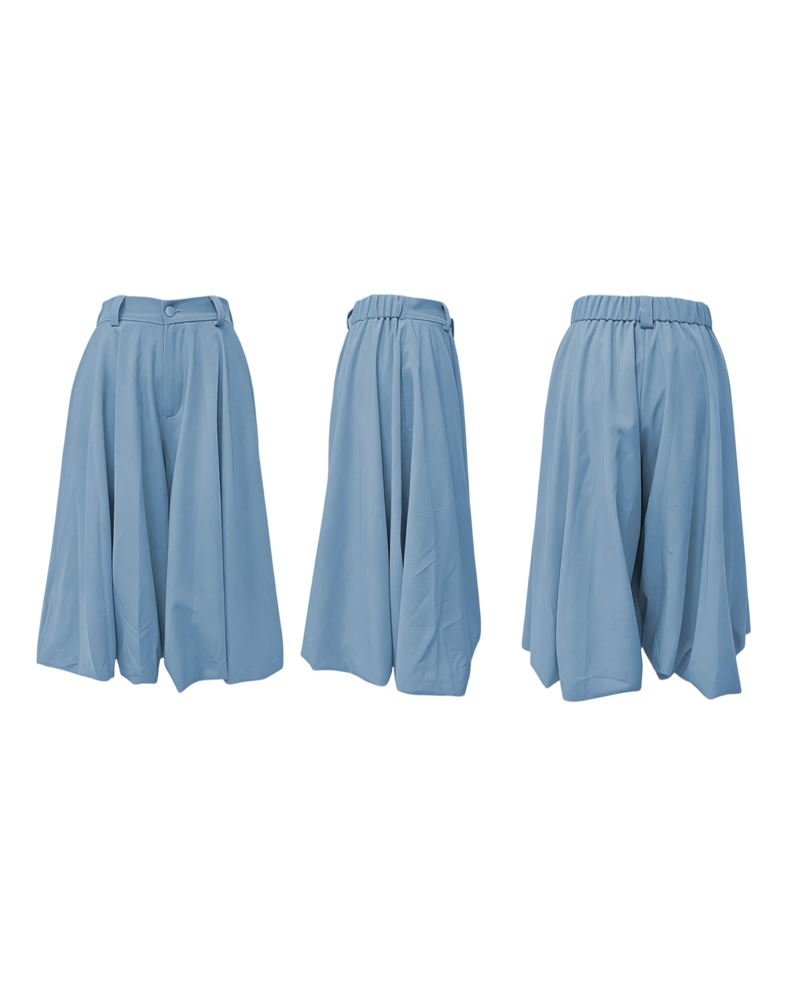Women's Wide Leg Capri Pants Baggy Pleated Cropped Bubble Pants | High Waisted,with Pockets,Casual,Soft and Lightweight,Skirt Pants,Lantern Balloon Pants
