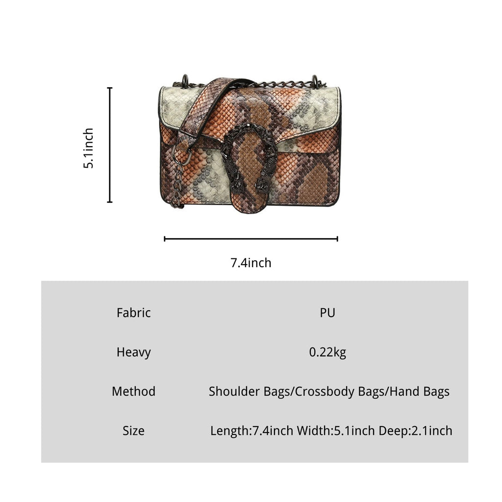 Women Synthetic Leather Crossbody Purse Bags,Fashion Snake Printed Leather Shoulder Bags,Small Clutch Bags