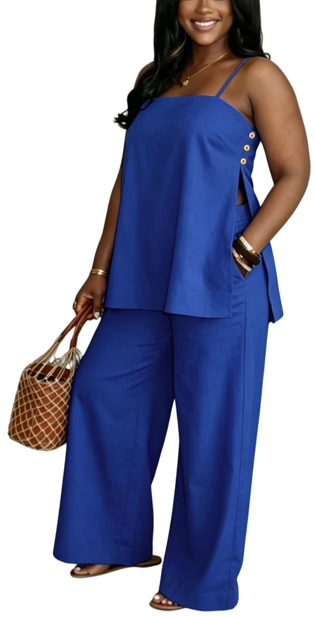 2 Piece Sets for Women Summer Outfits Sleeveless Tops and Wide Leg Pants Sets Sexy Jumpsuits Clubwear Vacation Outfits