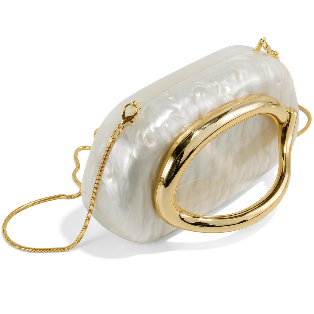 Clutch Purses for Women Formal, PU Leather/Marble Acrylic Evening Bags with Chain, Trendy Metal Handle Purses 2025
