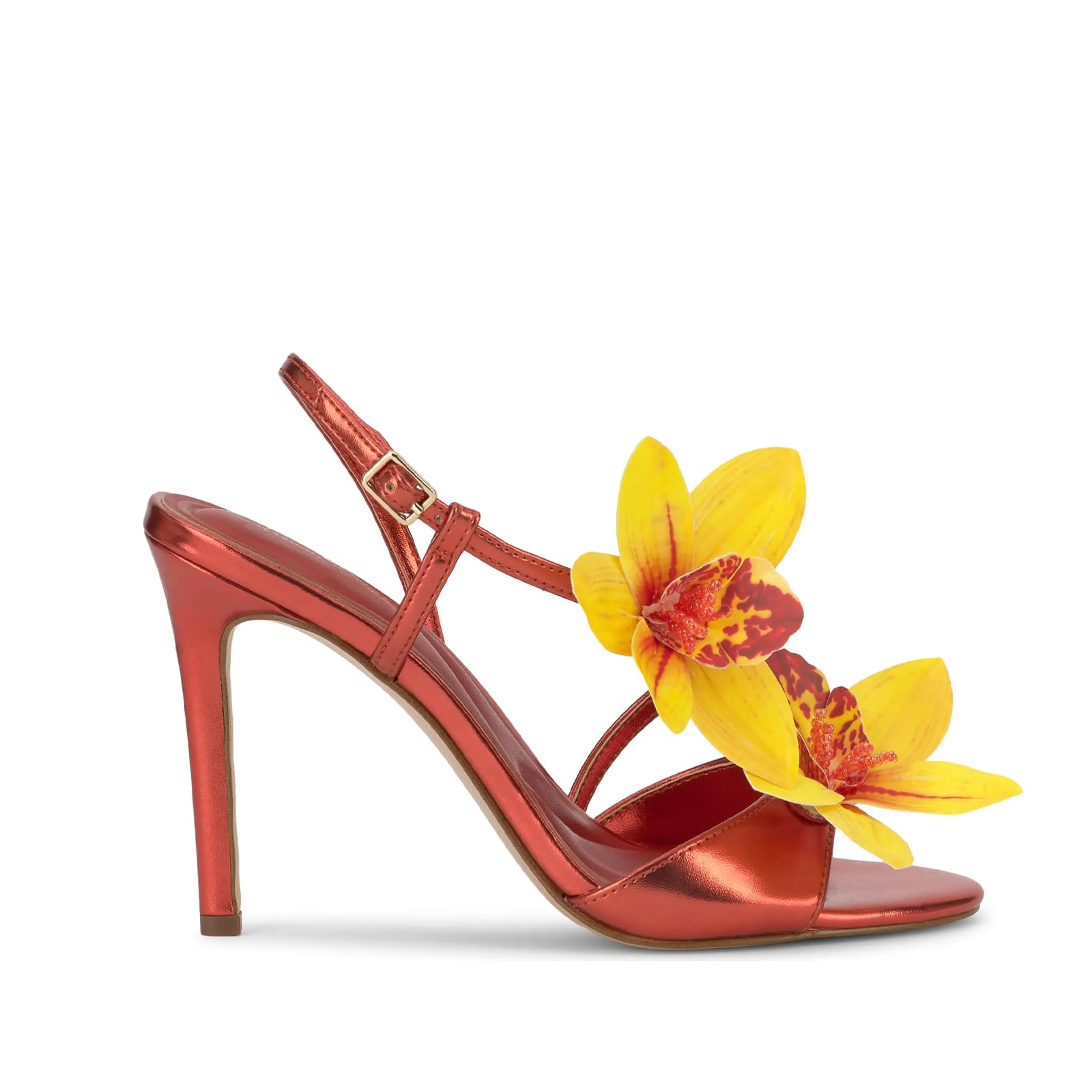 Flower High Heeled Sandals for Women Colorful Floral Open Toe Stiletto Heels Ankle Buckled Fashion Beach Dressy Spring Summer Shoes