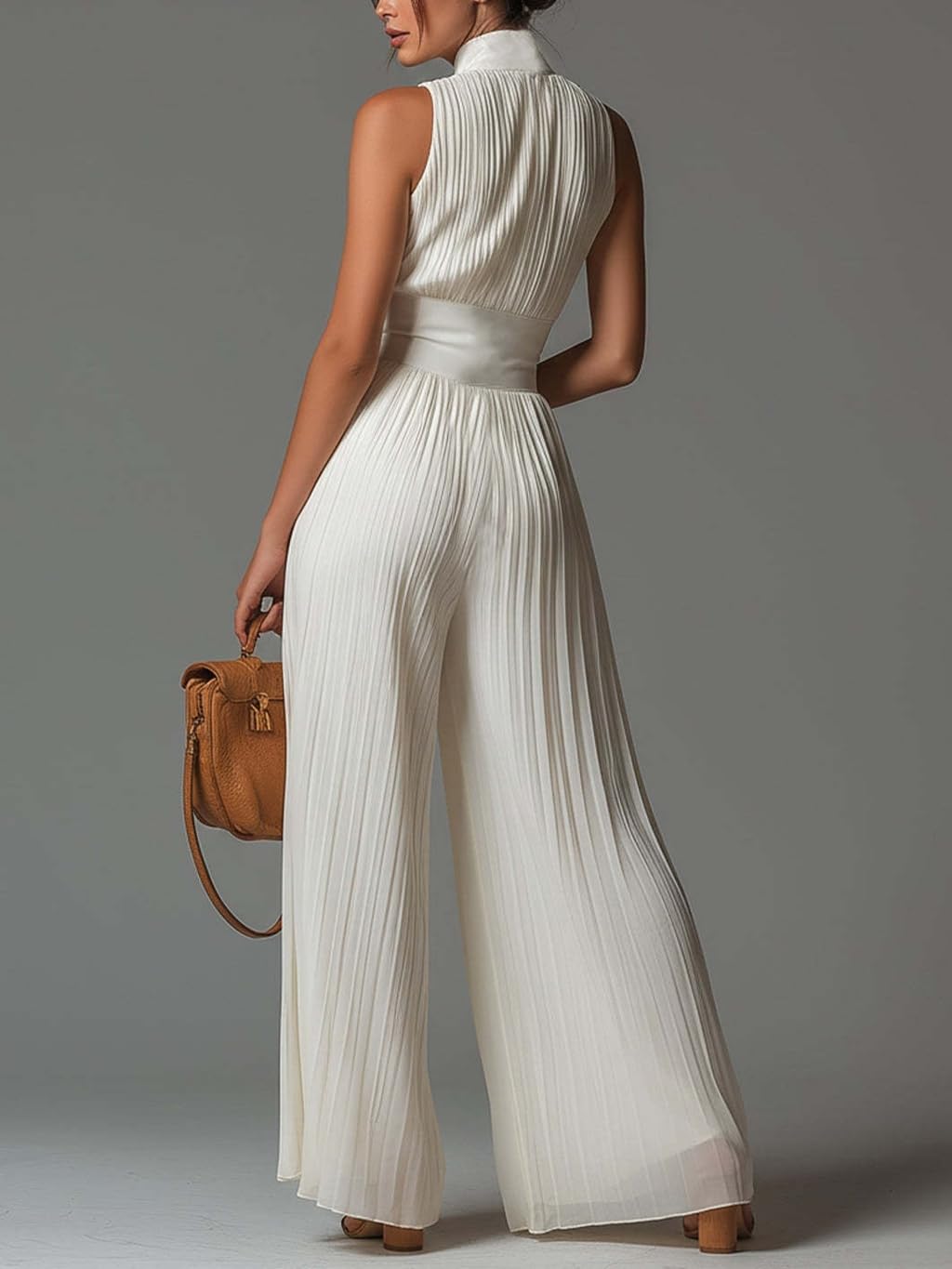 Dressy Jumpsuits for Women Sleeveless Zipper Business Summer Going Out One Piece Formal Casual Jumpsuits for Women