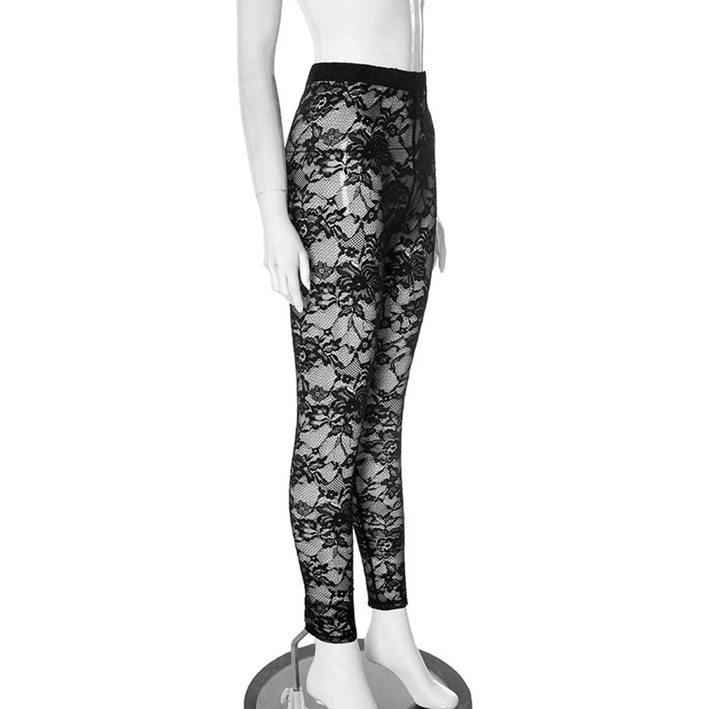 Women's Sexy See Through Sheer Mesh Pants Leggings High Waist Casual Sweatpants Tights