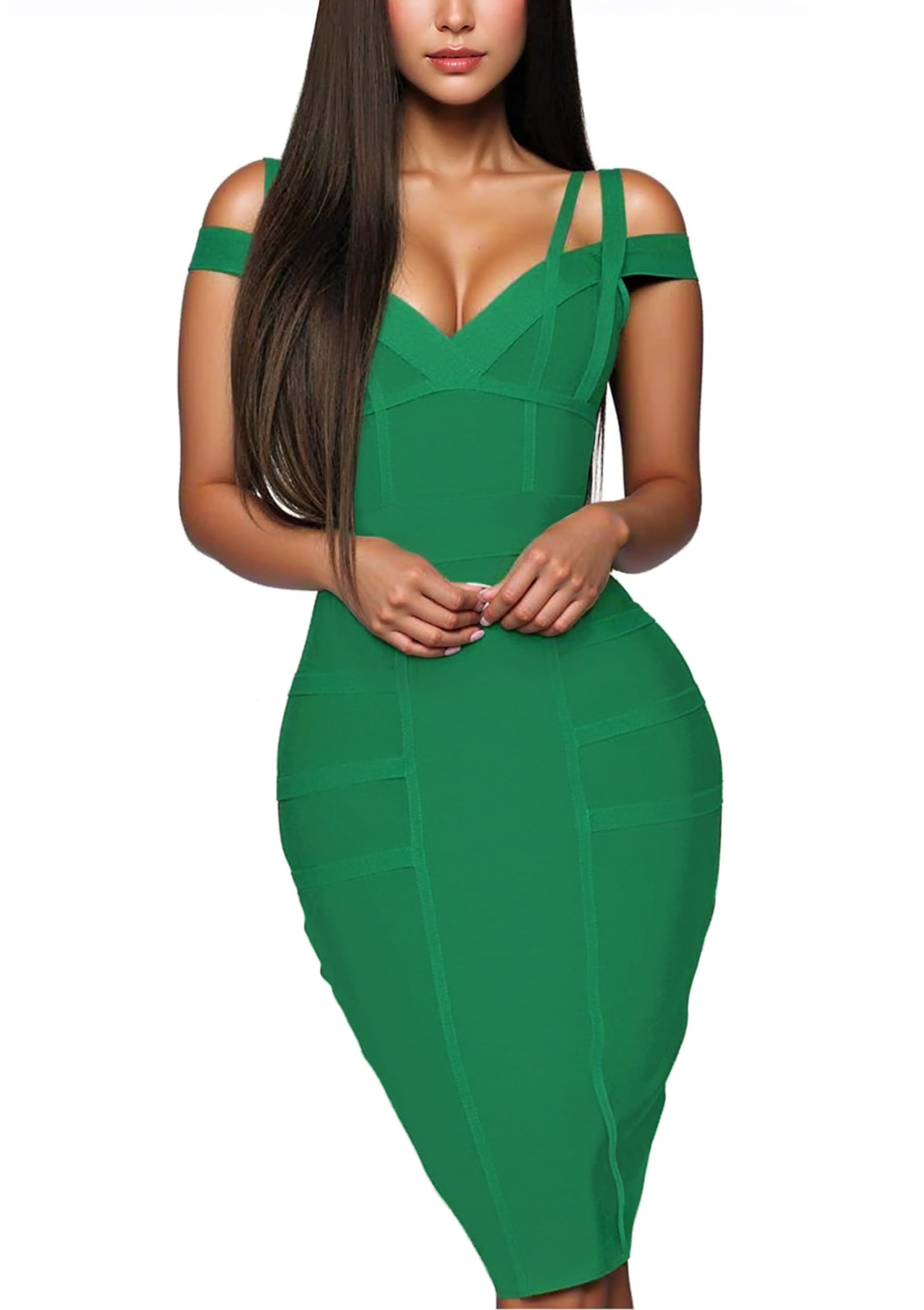 Hybrid & Company Women's Elegant Bandage Dress | Stretch fabric, flattering bodycon fit, elegant silhouette, suitable for cocktail parties, events, and special occasions