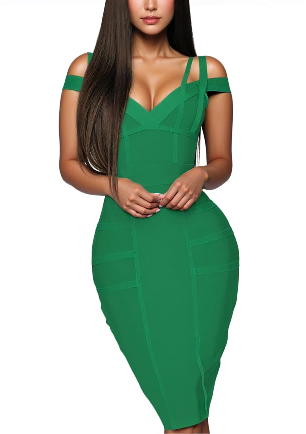 Hybrid & Company Women's Elegant Bandage Dress | Stretch fabric, flattering bodycon fit, elegant silhouette, suitable for cocktail parties, events, and special occasions