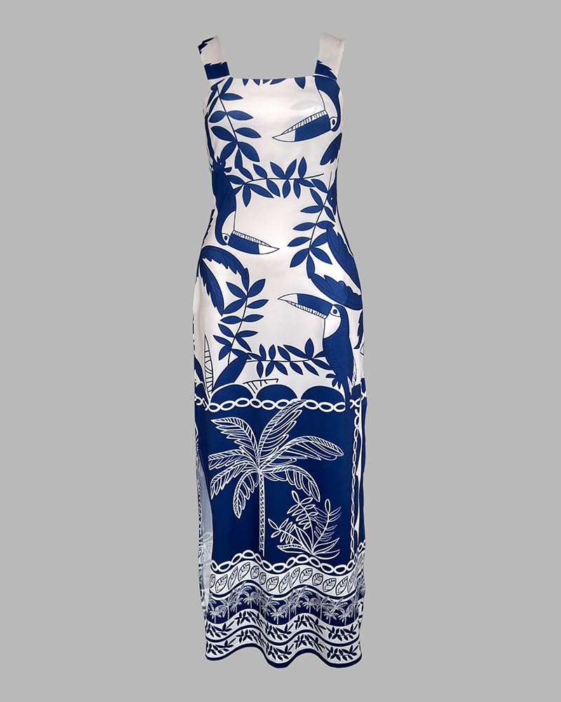 CHICME Maxi Dresses for Women Strap Square Boho Dress | Thick Strap Sundresses for Women, Split Summer Dress with Pockets, Travel, Vacation, Beach Dress Cruise 2026