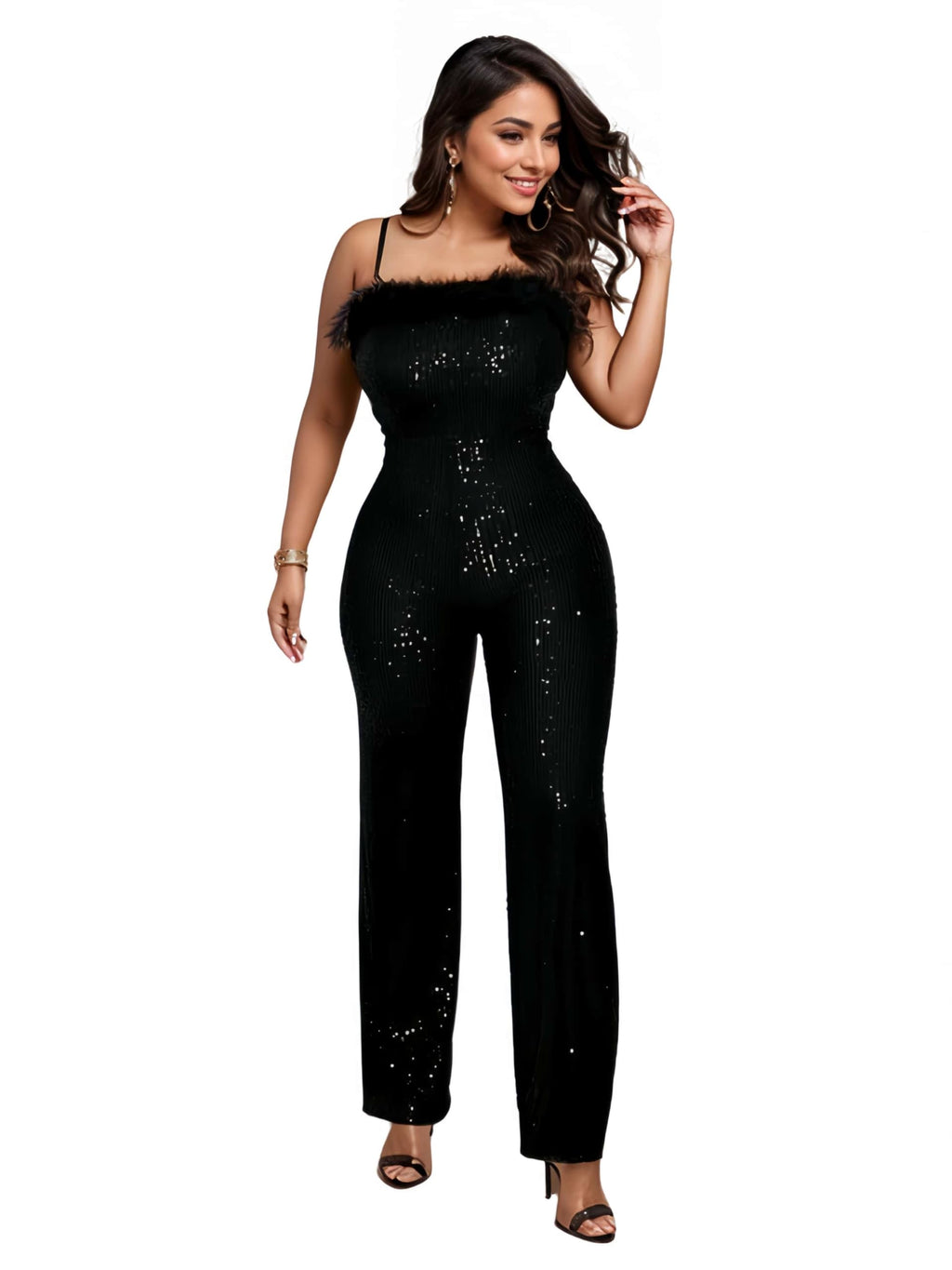 Figdaw Women's Sparkle Rhinestone Jumpsuits for Women Sexy Party Night Out