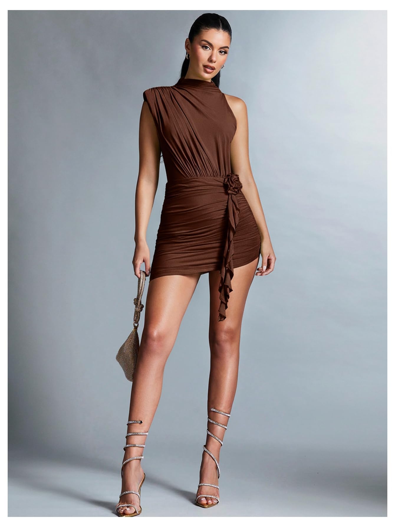 GORGLITTER Women's Asymmetrical Going Out Birthday Cocktail Prom Mini Dress | Green Bodycon Mini Dresses, Unique, Night Out Dress, Prom Party Dinner Outfits for Women,