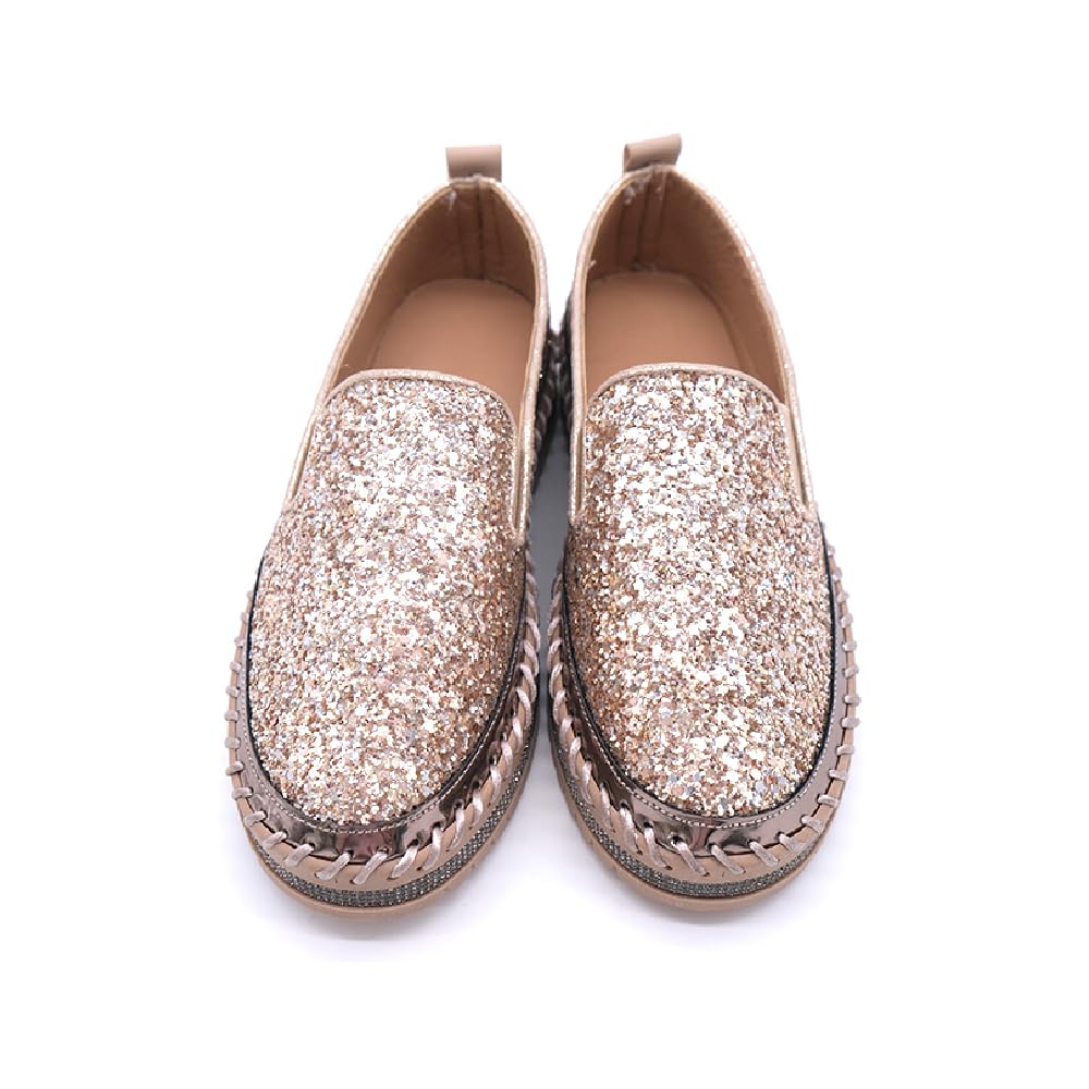 Women's Platform Rhinestones Glitter Fashion Sneakers Comfortable Slip On Flat Loafers Walking Wedding Dress Shoes Casual Shoes