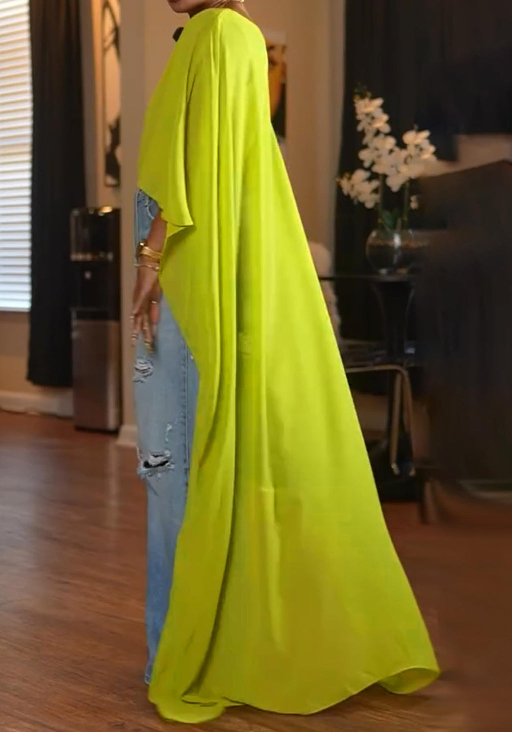 YOOTIKO Women Mesh Crop Cape Top Batwing Sleeve High Low Flowy Poncho Tops | See Through,Beach Coverups, Going Out Wear,Loose Fit
