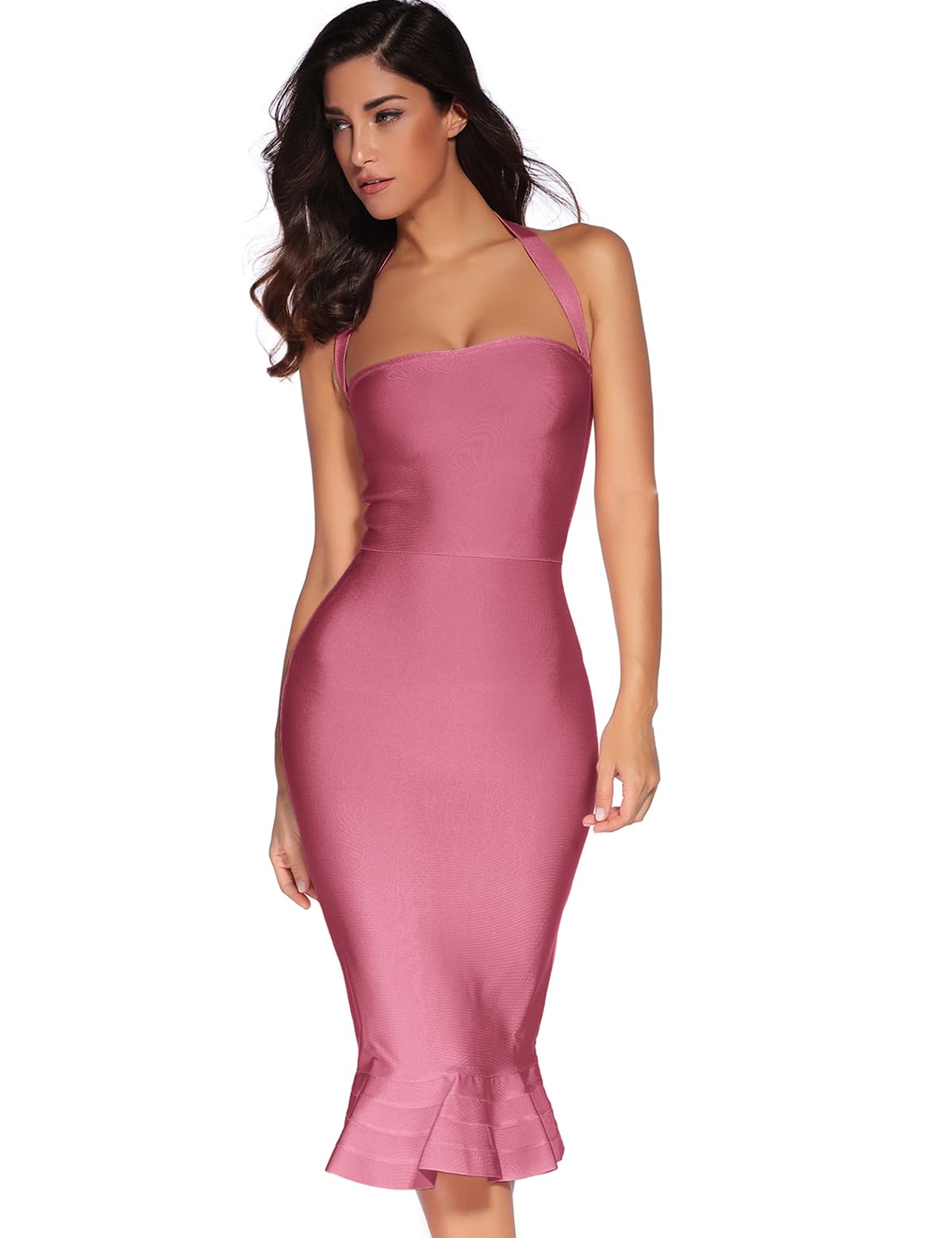 meilun Womens Halter Fishtail Bandage Party Dress Elegant Wedding Guest Dress
