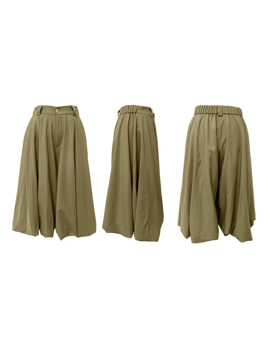 Women's Wide Leg Capri Pants Baggy Pleated Cropped Bubble Pants | High Waisted,with Pockets,Casual,Soft and Lightweight,Skirt Pants,Lantern Balloon Pants