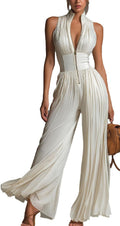 Dressy Jumpsuits for Women Sleeveless Zipper Business Summer Going Out One Piece Formal Casual Jumpsuits for Women