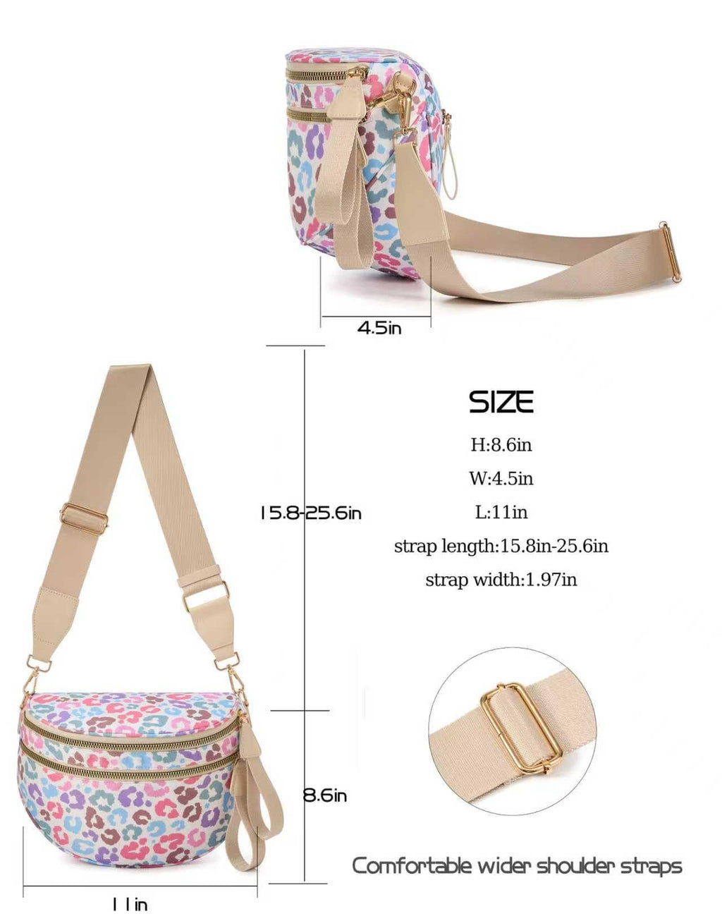 FEIBOON Spacious Nylon Crossbody Bag Bum Bag Handbags Wallets Purses Trendy Shoulder Bag for Women