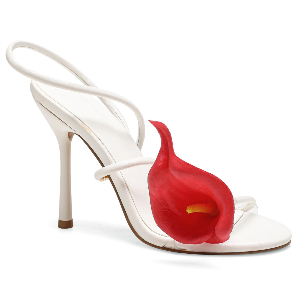 Flower High Heels for Women Calla Lily Sexy Floral Strappy Stilettos Heels | Flower Heels, Calla Lily Open Toe Strappy Heeled Sandals, Floral Stilettos Heels for Wedding Bride Party Daily Wear
