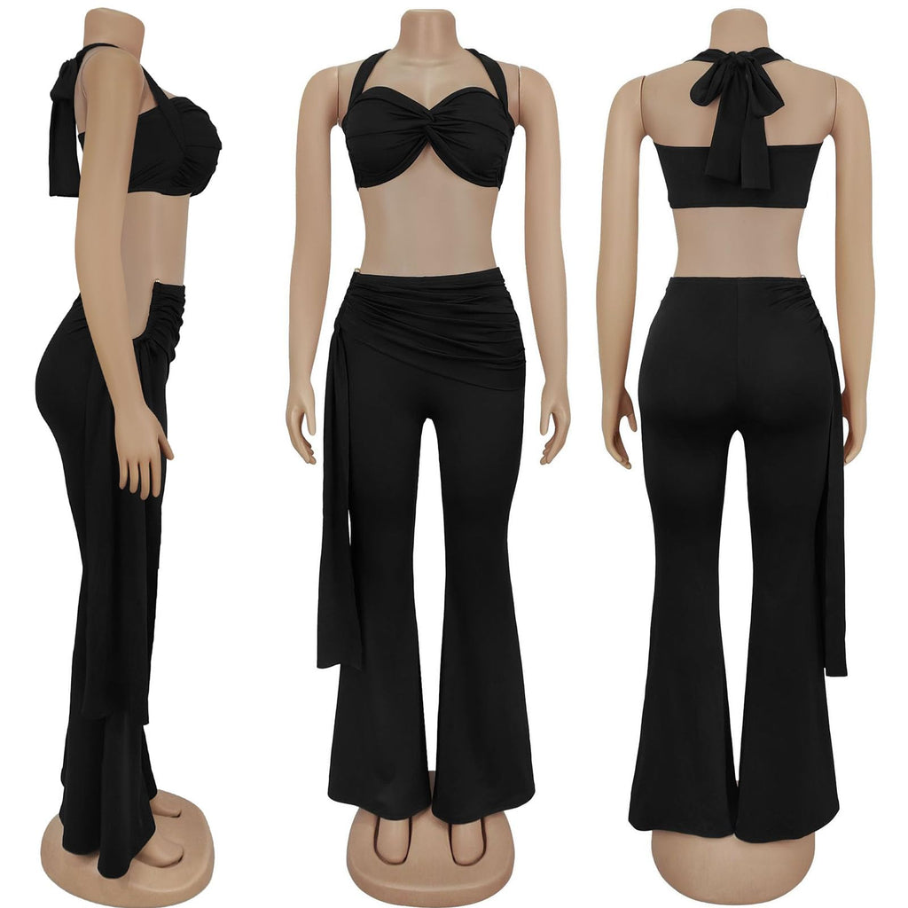 Women's Two Piece Outfits Crop Top and Flare Pants Set Club Going Out | Crop Top, Flare Pants Set, Going Out Sets, Two Piece Sets for Women Going Out, Two Piece Concert Outfits, Sexy Club Outfits