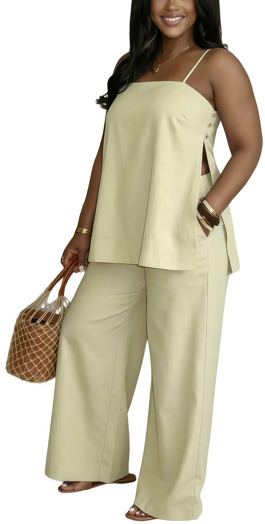 2 Piece Sets for Women Summer Outfits Sleeveless Tops and Wide Leg Pants Sets Sexy Jumpsuits Clubwear Vacation Outfits