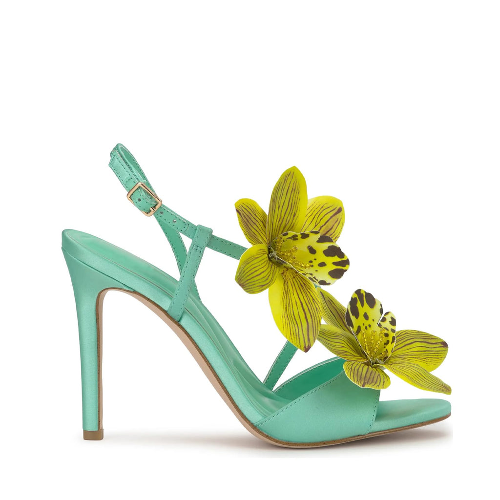 Flower High Heeled Sandals for Women Colorful Floral Open Toe Stiletto Heels Ankle Buckled Fashion Beach Dressy Spring Summer Shoes