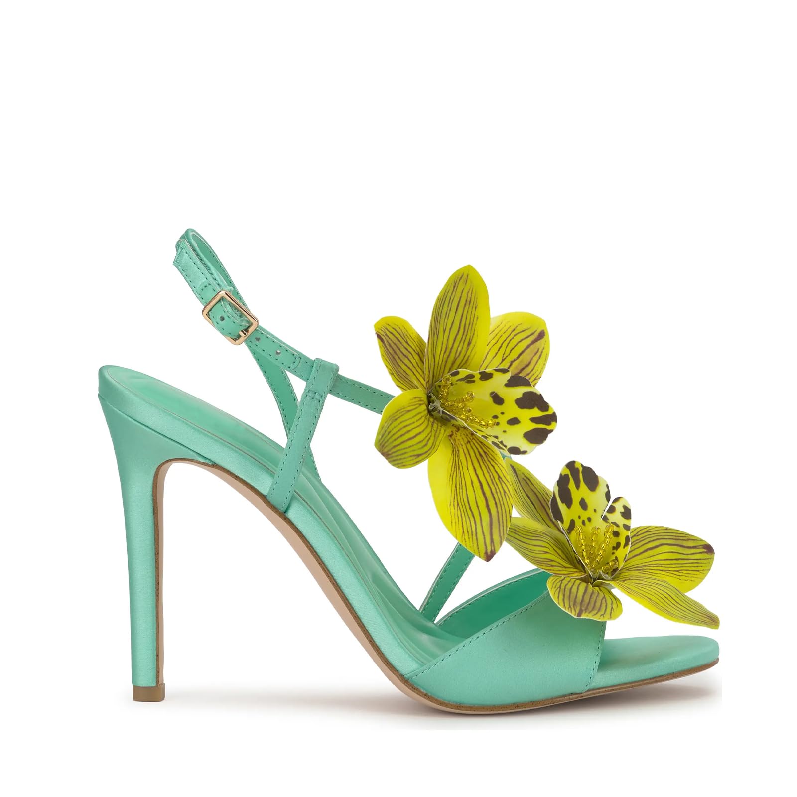 Flower High Heeled Sandals for Women Colorful Floral Open Toe Stiletto Heels Ankle Buckled Fashion Beach Dressy Spring Summer Shoes