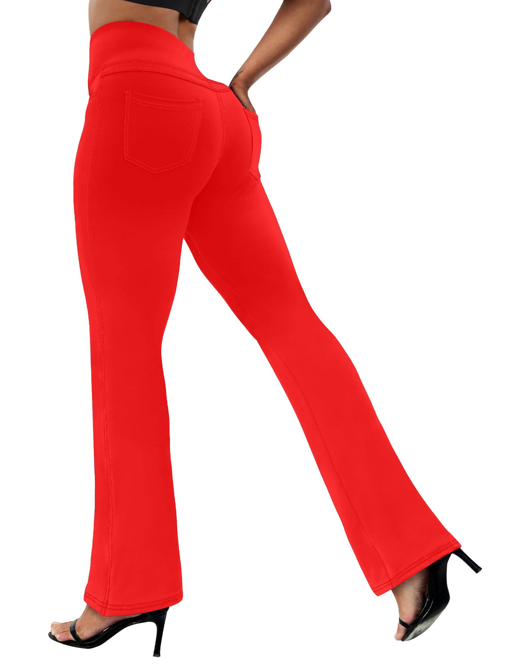 VOOVEEYA Women's Bootcut Leggings - Bootleg Yoga Pants Flare with 4 Pockets | Tummy Control High Waisted, Comfortable Fit, Buttery-Soft Fabric, 4-Way Stretchy Dress Pants for Yoga, Work & Casual Wear