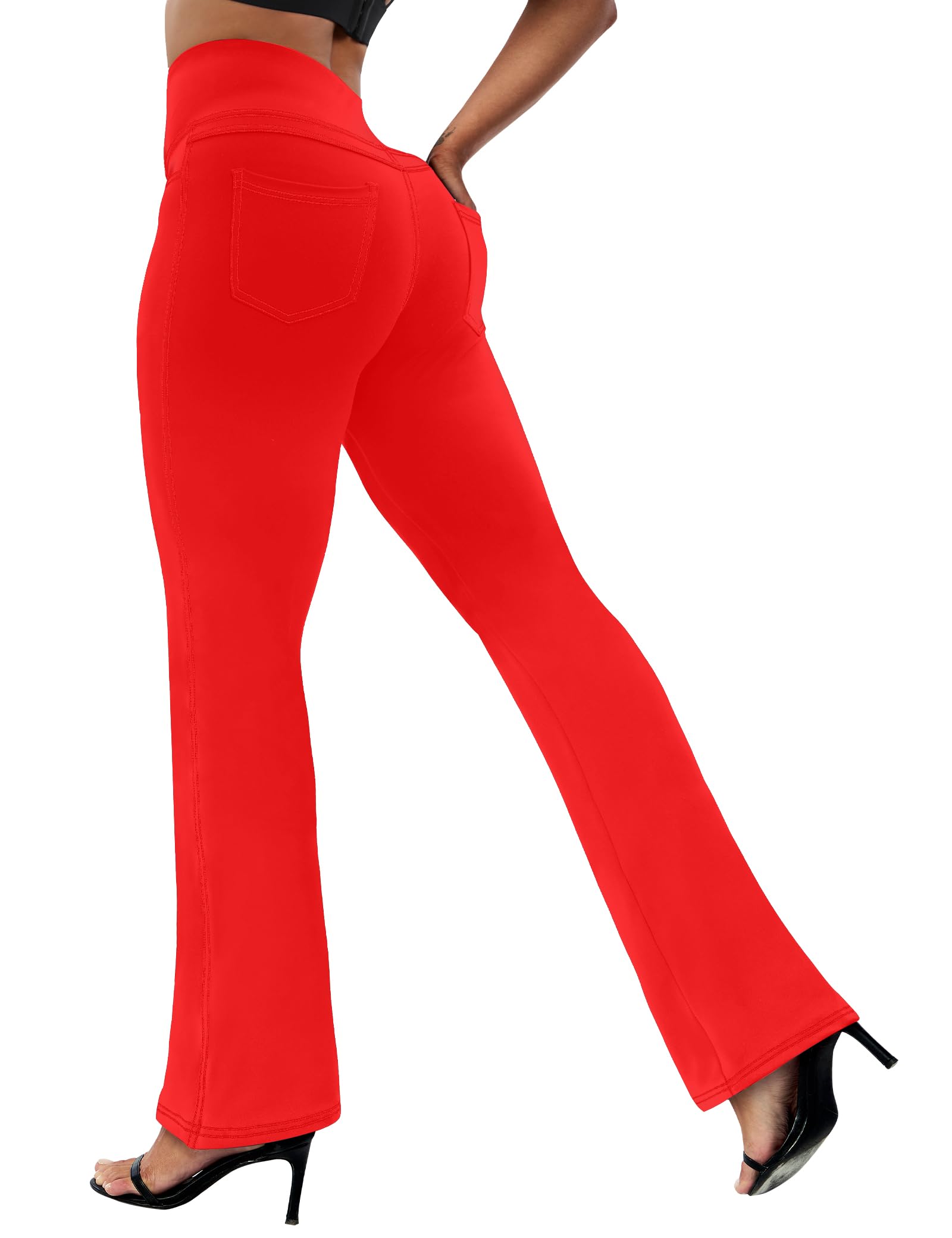 VOOVEEYA Women's Bootcut Leggings - Bootleg Yoga Pants Flare with 4 Pockets | Tummy Control High Waisted, Comfortable Fit, Buttery-Soft Fabric, 4-Way Stretchy Dress Pants for Yoga, Work & Casual Wear