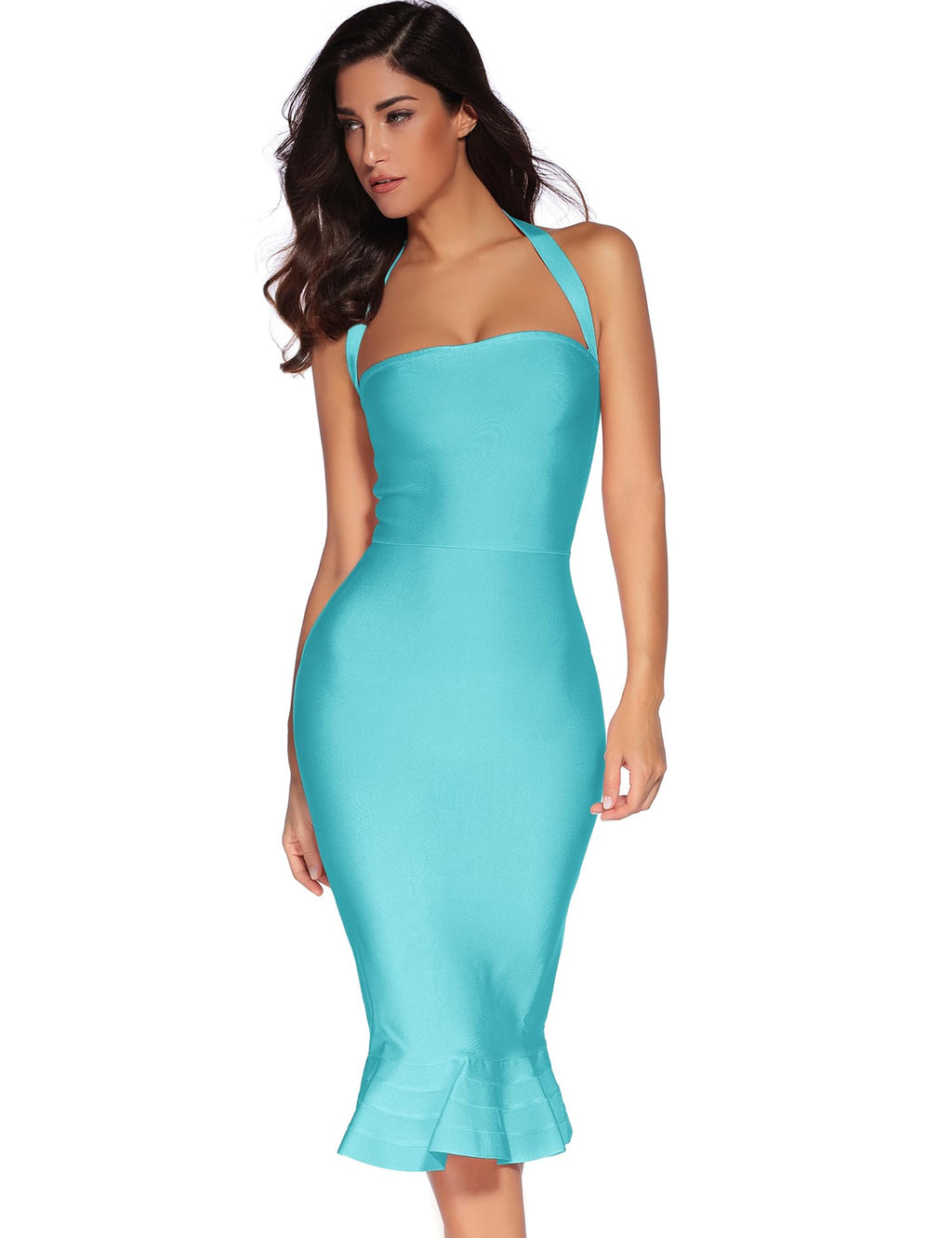 meilun Womens Halter Fishtail Bandage Party Dress Elegant Wedding Guest Dress