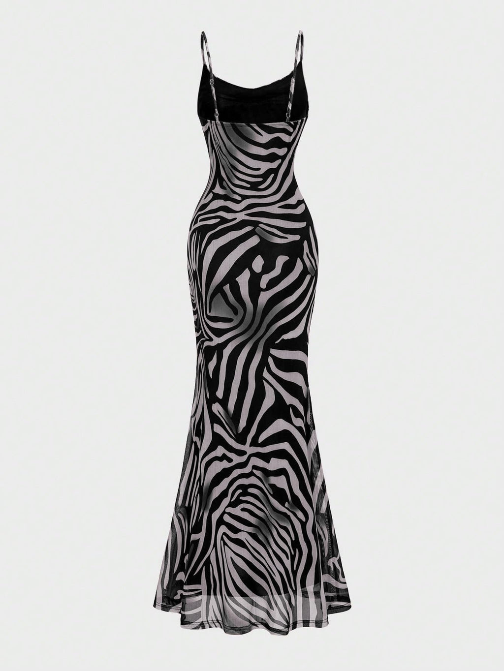 OYOANGLE Women's Zebra Spaghetti Strap Maxi Dresses Cowl Neck Bodycon Dress | Zebra Print, Spaghetti Strap, Maxi Dresses, Sleeveless, Cowl Neck, Formal Bodycon Dress