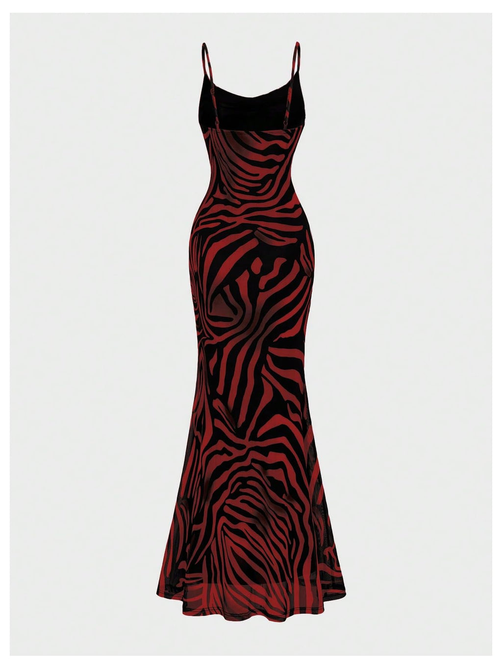 OYOANGLE Women's Zebra Spaghetti Strap Maxi Dresses Cowl Neck Bodycon Dress | Zebra Print, Spaghetti Strap, Maxi Dresses, Sleeveless, Cowl Neck, Formal Bodycon Dress