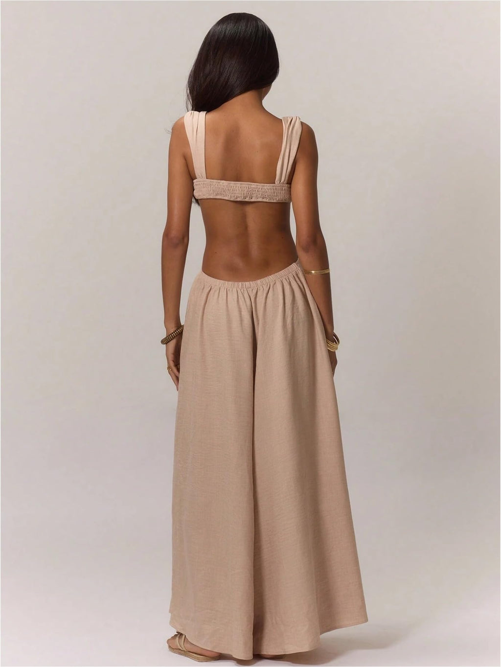 REASERAL Womens Casual Jumpsuit Halter Hollow Out Backless Top Wide Leg Pants Summer Vacation Jumpsuit