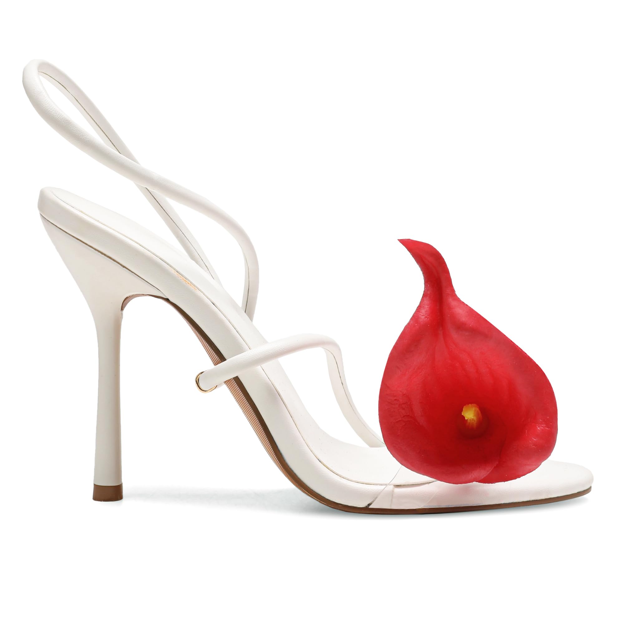 Flower High Heels for Women Calla Lily Sexy Floral Strappy Stilettos Heels | Flower Heels, Calla Lily Open Toe Strappy Heeled Sandals, Floral Stilettos Heels for Wedding Bride Party Daily Wear
