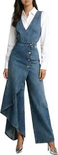 Denim Jumpsuit for Women Sleeveless Irregular Wide Leg Jumpsuits Trendy Cowgirl Western Outfits