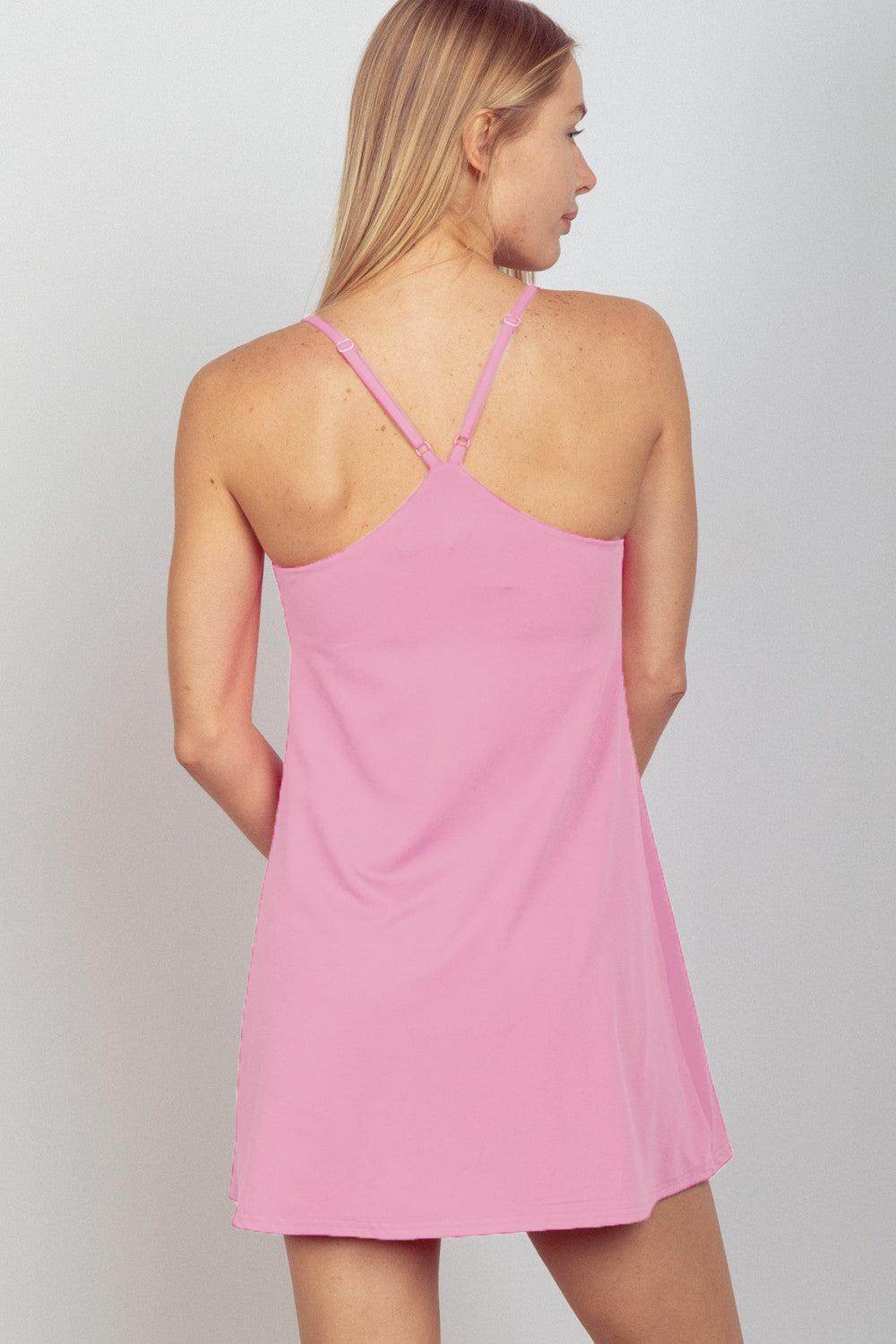 Very J Sleeveless Active Tennis Dress with Unitard Liner