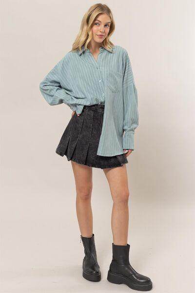HYFVE Stripe Button Down Long Sleeve Oversized Shirt Chic