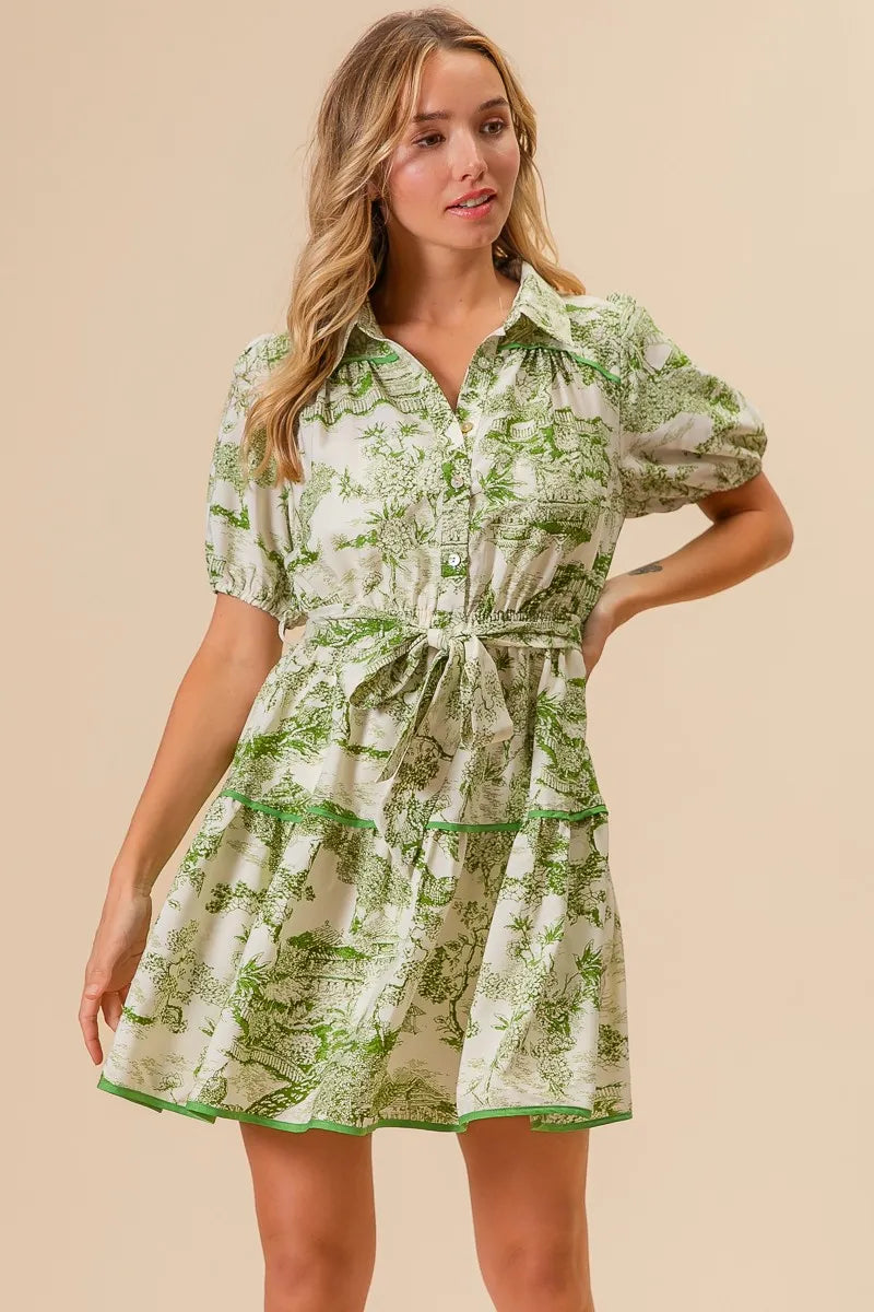 BiBi Woven Printed Tiered Dress