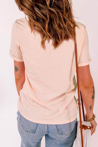 Rabbit Graphic Round Neck Short Sleeve T-Shirt for Women
